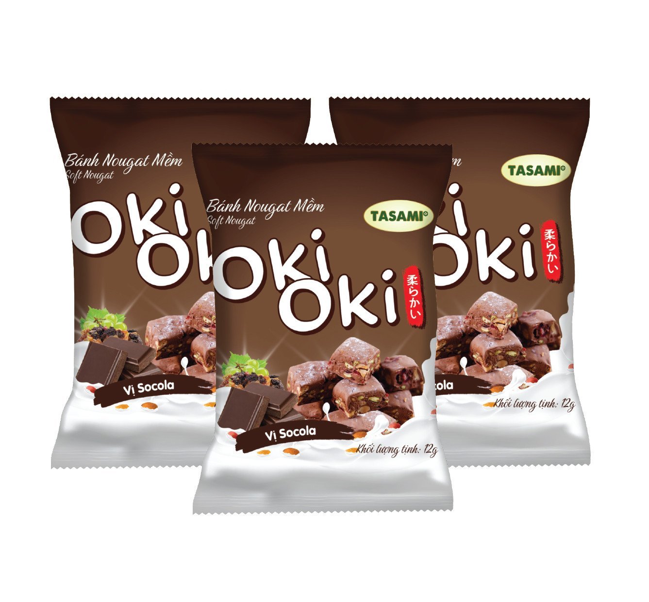 Bánh Nougat - Kẹo Hạnh Phúc Oki Oki Vị Socola Hạnh Nhân Ngọt Nhẹ Tự Nhiên Mềm Dẻo Thơm Ngon (240g/Hộp)