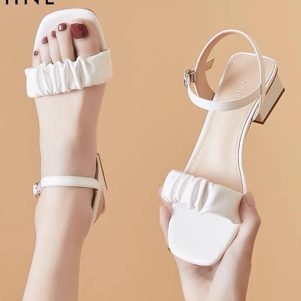 Sandal nữ cao gót 5p,7p quai nhún bèo mẫu mới siêu xinh