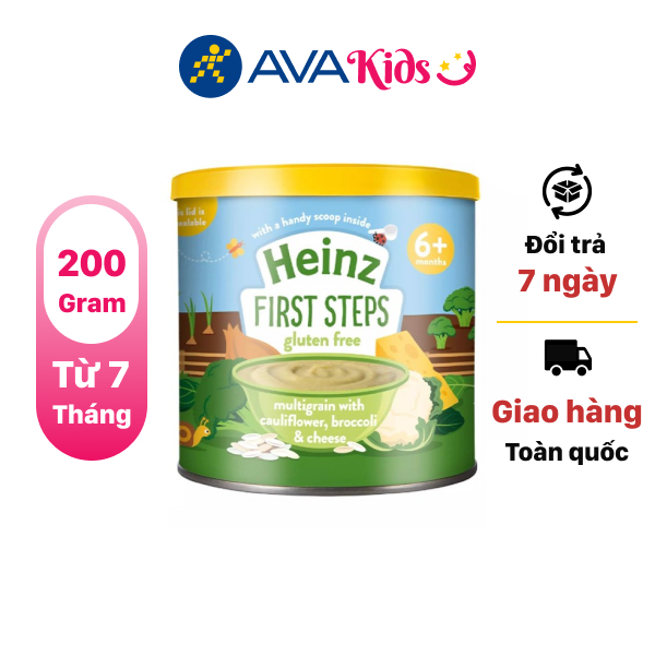 Bột ngũ cốc ăn dặm Heinz sup lơ - bông cải - phô mai lon 200g (từ 7 tháng)