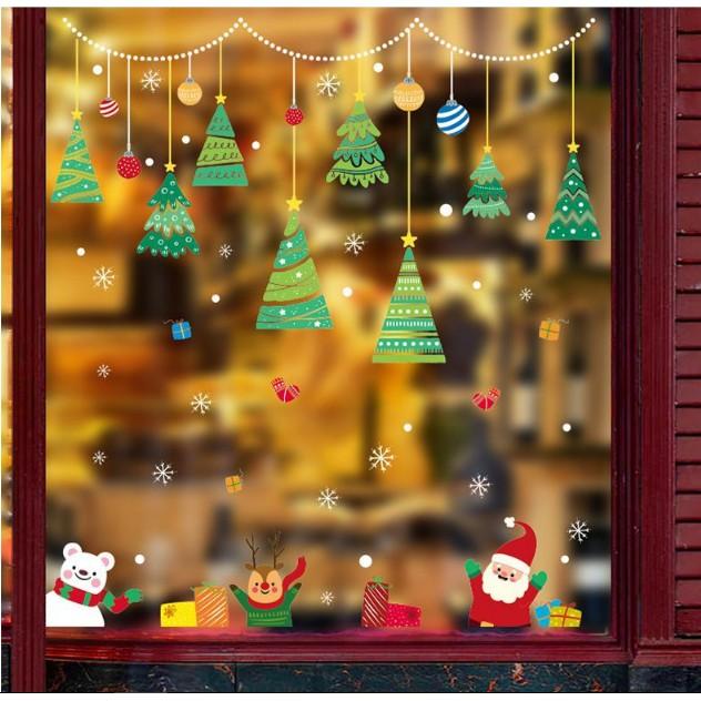 Decal trang trí Noel - Rèm Dây Cấy Thông Xanh