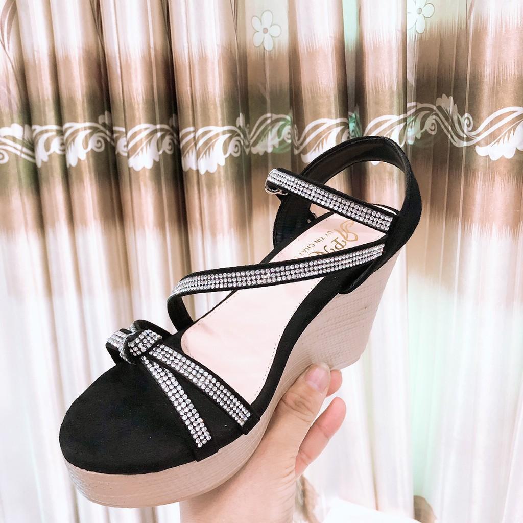 Ảnh thật Giày cao gót đế xuồng quai mảnh xoàn chéo gót T&T