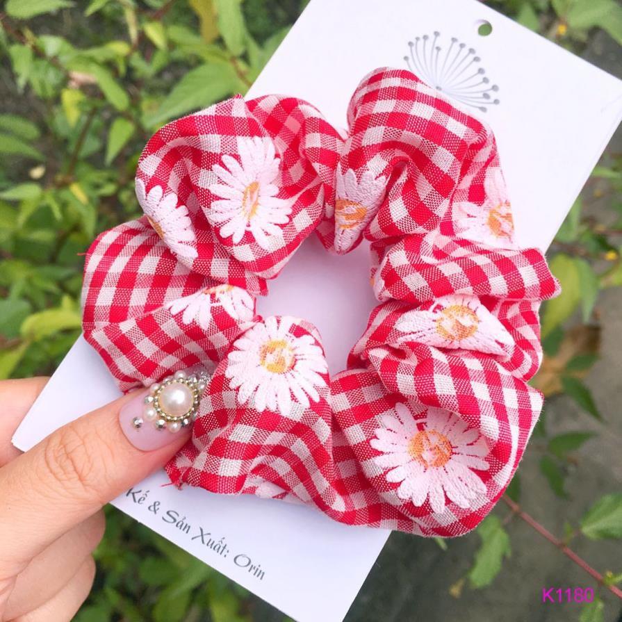Dây cột tóc, buộc tóc vải scrunchies dễ thương nhiều màu
