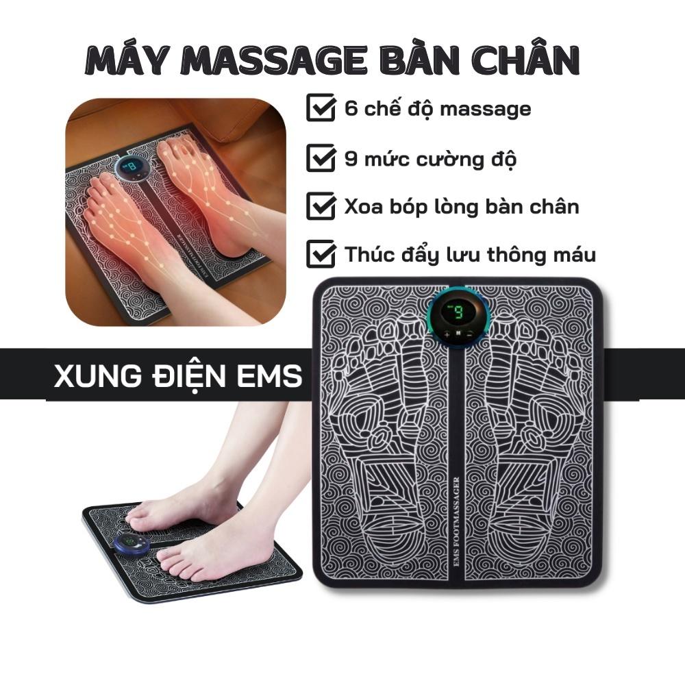 Thảm massage chân, máy massage chân xung điện EMS với 6 chế độ massage giúp bàn chân lưu thông khí huyết, giảm đau mỏi