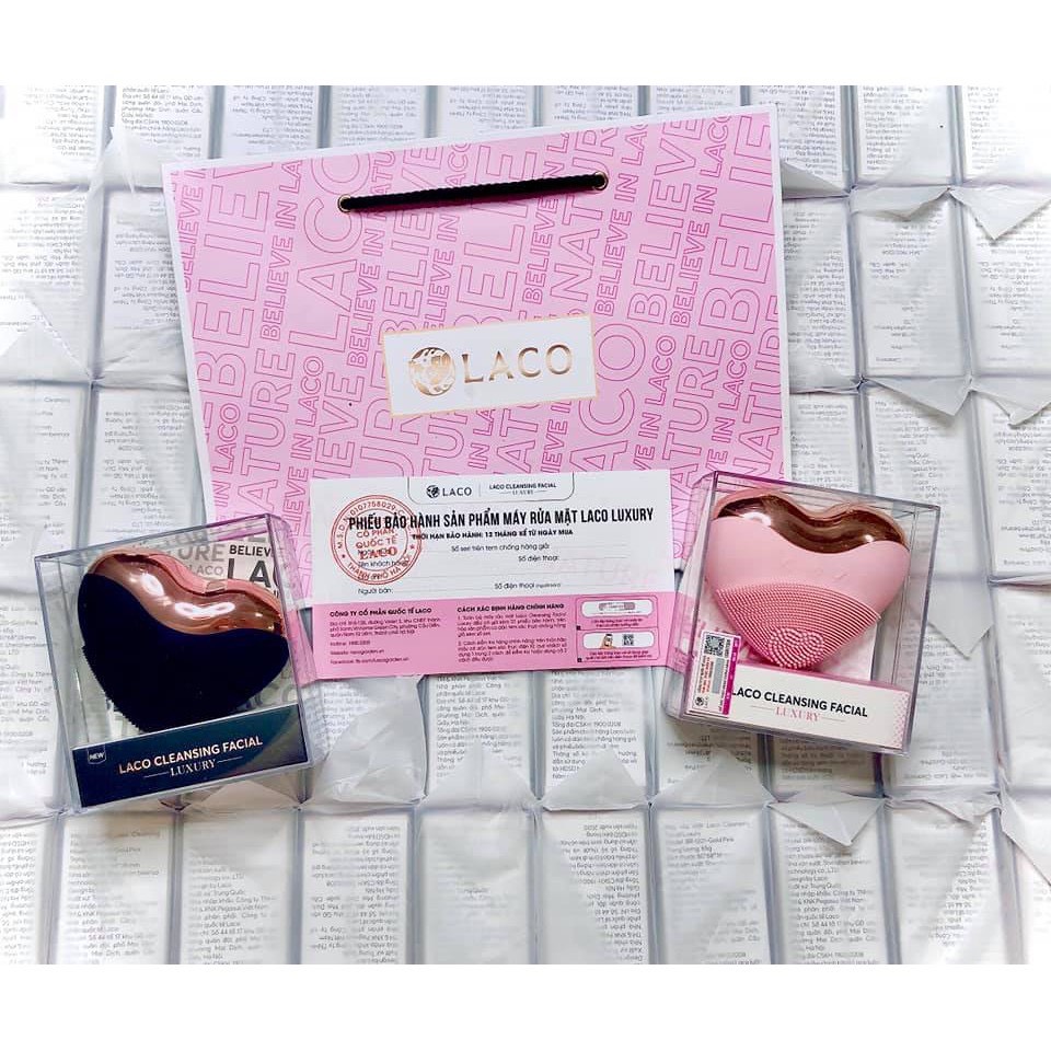 Máy rửa mặt LACO LUXURY Chính hãng tặng test sửa rửa mặt - Làm sạch sâu, massage, nâng cơ, tan nọng cằm, đẩy tinh chất