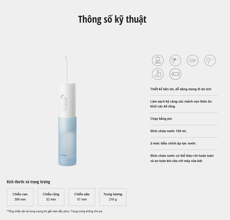 [ Hàng Chính Hãng ] Máy tăm nước du lịch EW-DJ11-A451  - BH 12 tháng