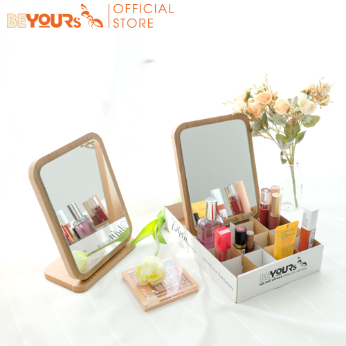 Gương Soi Để Bàn Trang Điểm Gỗ Mini BEYOURs - Phấn Mirror Nội Thất Decor Phòng Ngủ