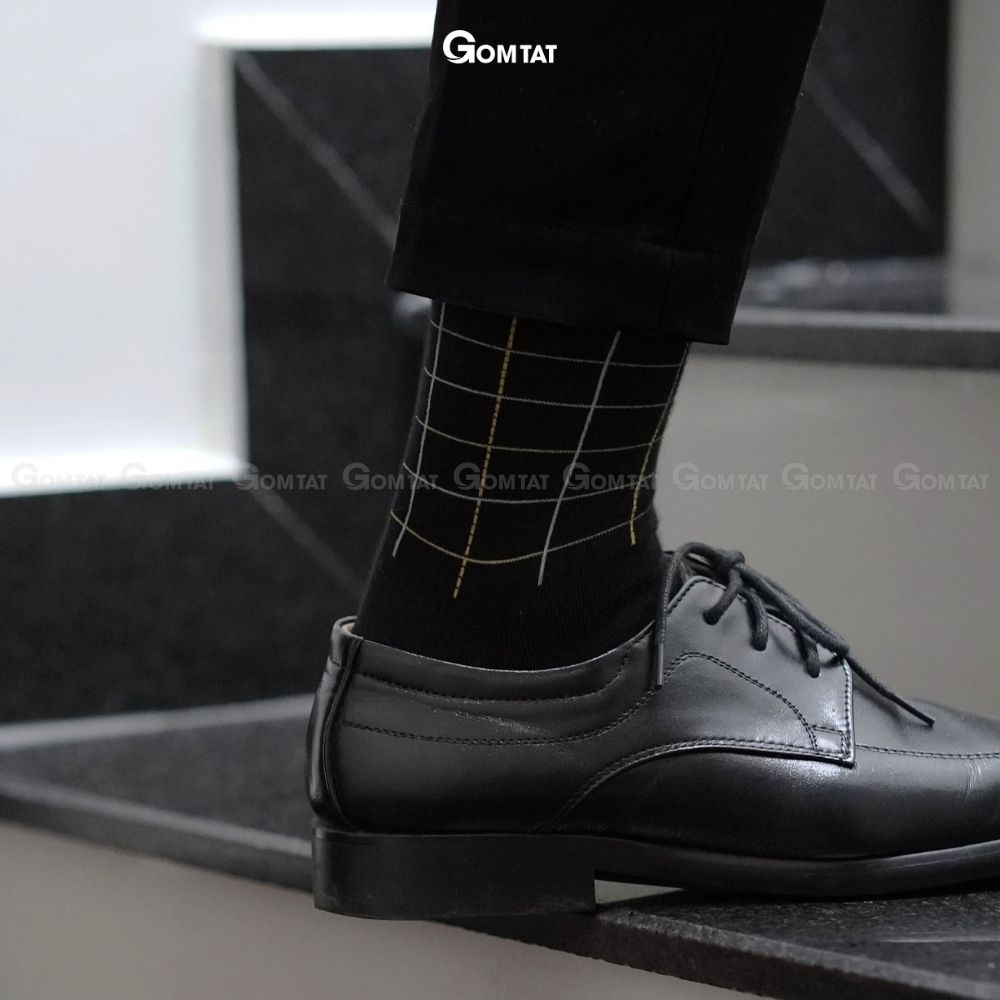 Hộp 7 đôi tất đi giày tây nam cổ cao màu đen, vớ nam công sở cao cổ, chất liệu cotton cao cấp thoáng khí - GOM-MIX10-CB7
