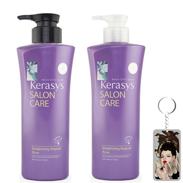 Bộ dầu gội/xả mềm mượt Kerasys Salon Care Straightening Hàn Quốc 600ml - Dành cho tóc thẳng tặng kèm móc khoá