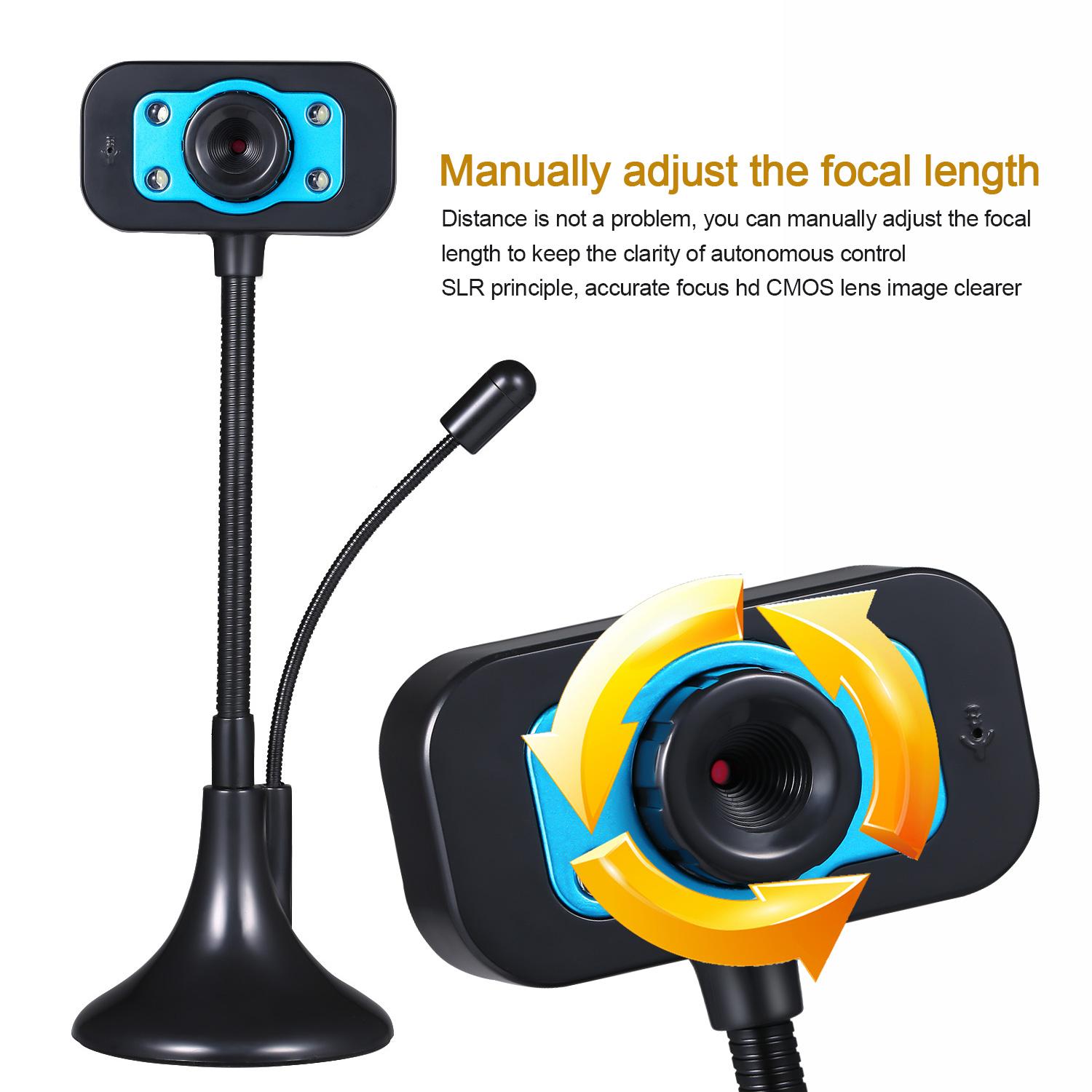 USB Webcam Máy tính để bàn Máy tính PC Video với Micrô Ống linh hoạt 4 L-ED Night V-ision Camera