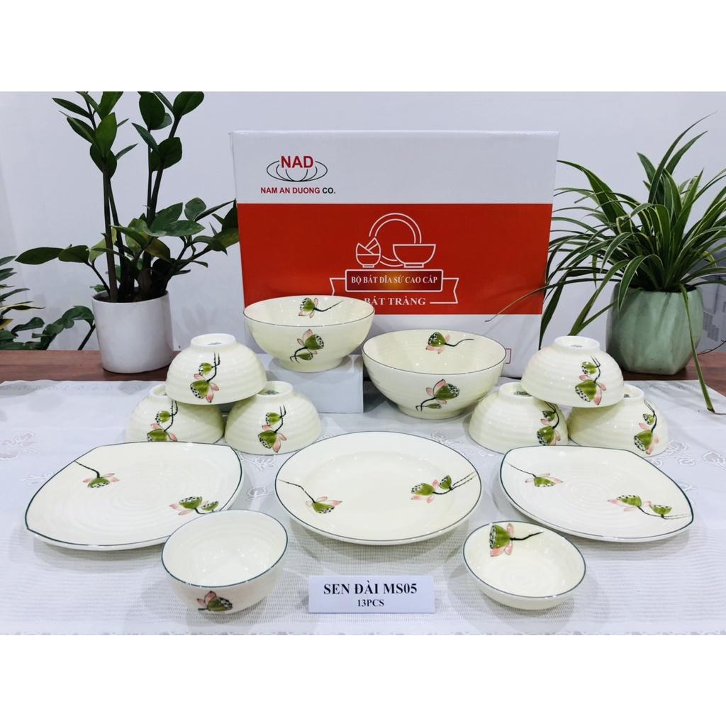 BỘ ĐỒ ĂN GỐM SỨ CAO CẤP BÁT TRÀNG - SEN ĐÀI