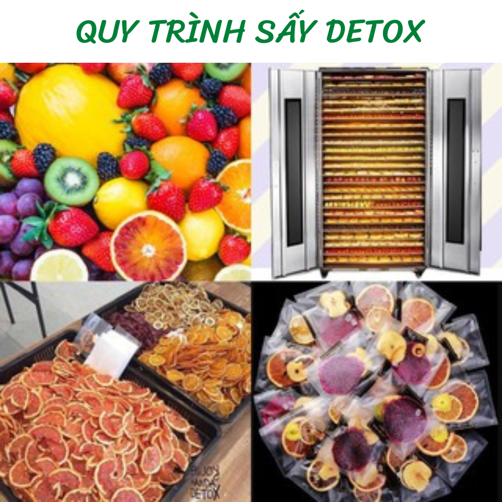 Hộp 30 gói trà detox hoa quả sấy khô robimart vip 5 vị giảm cân, đẹp da - tặng kèm bình, túi vải, mật ong, đường