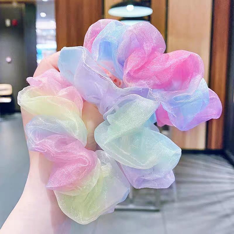 Cột tóc hottrend Scrunchies bản to kim tuyến cầu vồng búi tóc đẹp kiểu Hàn Quốc Tatitava