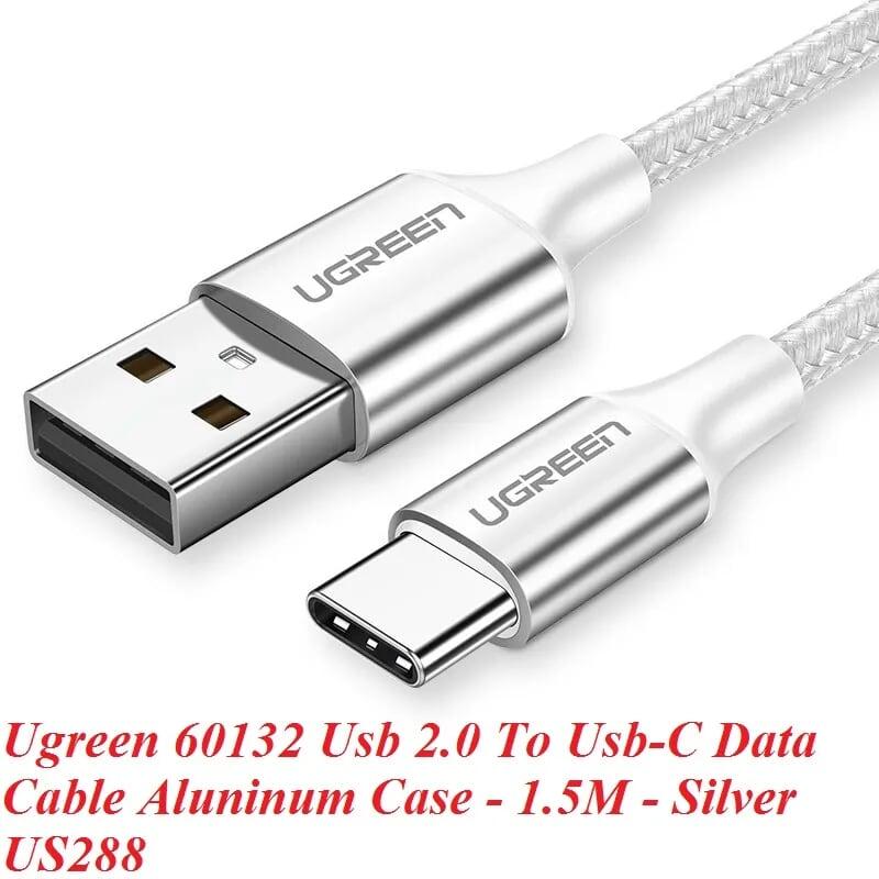 Ugreen UG60132US288TK 1.5m cáp usb ra type c bọc nhôm màu bạc - HÀNG CHÍNH HÃNG