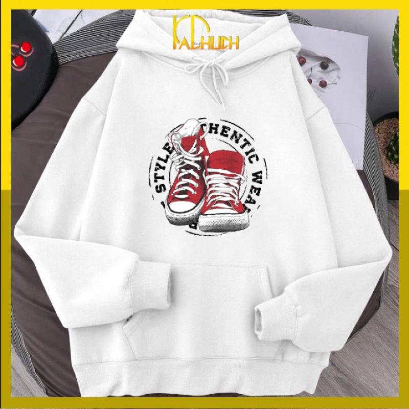 Áo hoodie in đôi giày vải nỉ unisex 12 màu lựa chọn