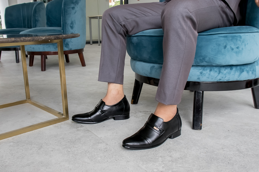 GIÀY TĂNG CHIỀU CAO GIÀY CAO DÀNH CHO NAM GIỚI T&TRA S1083 ĐEN TRƠN - CAO 6CM GIÀY ĐỘN NAM CAO VƯỢT TRỘI