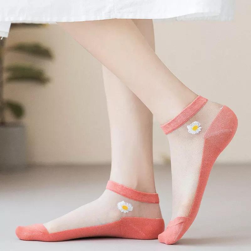 Túi 10 Đôi Tất Nữ Ren Lưới Hoa Cúc