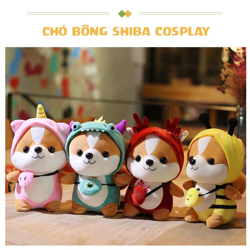 Gấu bông chó Shiba cosplay 25cm cao cấp - Đồ chơi thú nhồi bông chó Shiba cosplay bông gòn mềm mịn, bền đẹp, dễ sử dụng và an toàn cho trẻ nhỏ