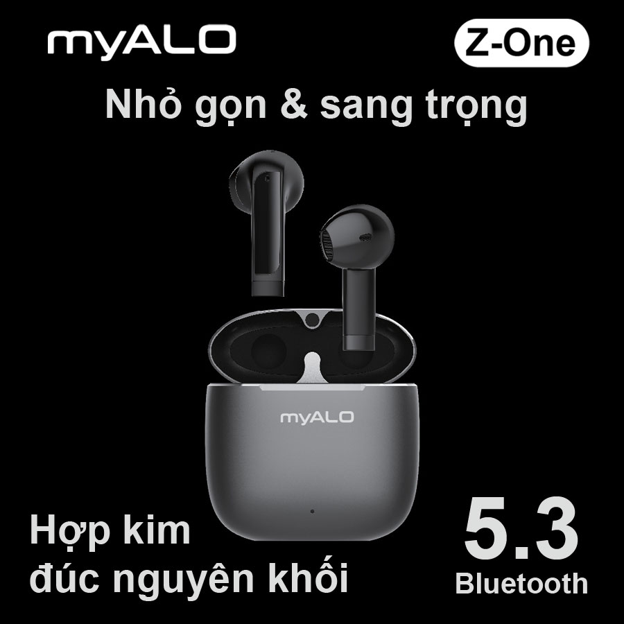 Tai nghe không dây myALO Z-One: tai nghe Bluetooth 5.3 | Chống nước và mồ hôi IPX4 | Pin 30 giờ | Thiết kế công thái học | Điều khiển cảm ứng thông minh | Hộp sạc chế tác từ Hợp kim đúc nguyên khối | Hàng chính hãng