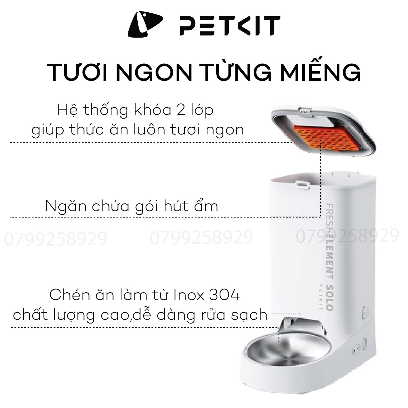 Máy Cho Ăn Tự Động, Máy Nhả Hạt Cho Mèo PETKIT FRESH ELEMENT SOLO - Máy cho ăn thông minh Petkit Solo