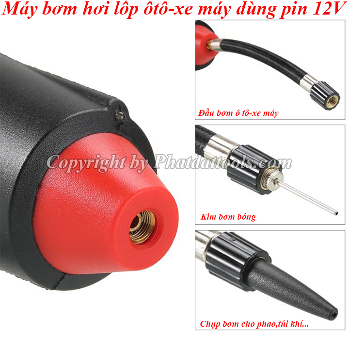 Máy bơm hơi lốp ô tô-xe máy cầm tay 12V cao cấp