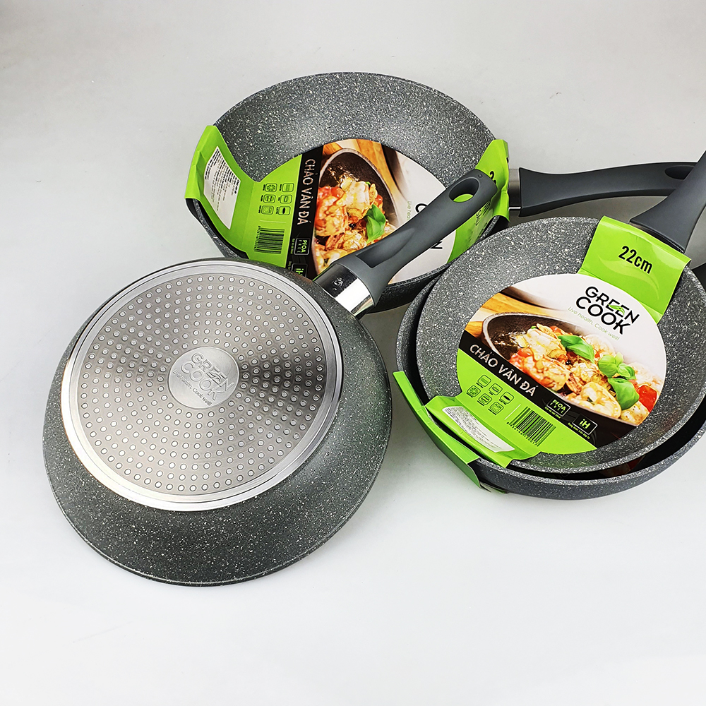 Chảo từ chống dính vân đá sâu lòng Green Cook GCP02
