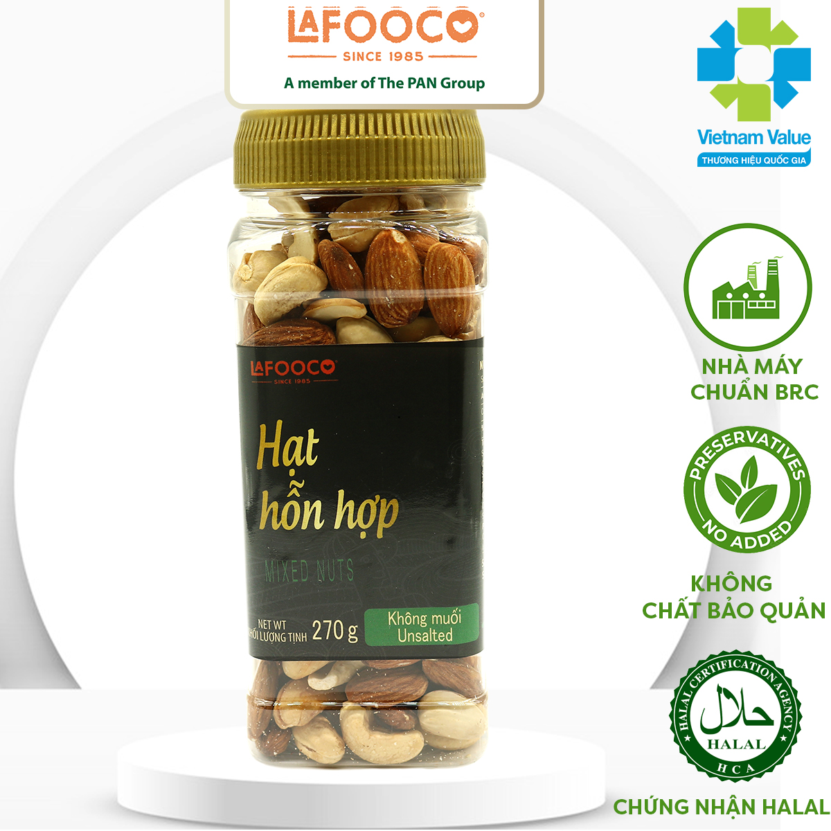 Hạt Dinh Dưỡng Hỗn Hợp 4 Loại Hạt Điều, Hạnh Nhân, Óc Chó, Hạt Dẻ Cười Không Muối LAFOOCO 270g