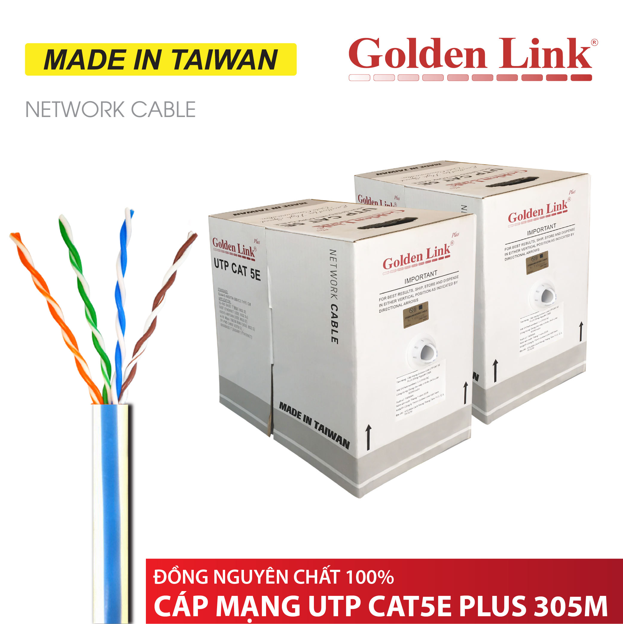 Cáp Mạng UTP CAT5E 305M Đồng Nguyên Chất 100% - Hàng chính hãng