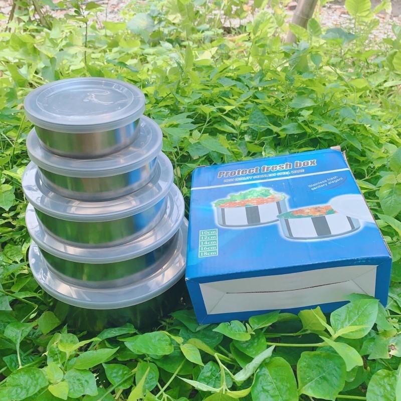 Bộ 5 bát inox kèm nắp