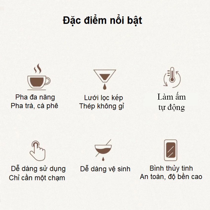 Máy pha cà phê, pha trà tự động Drip thương hiệu HiBREW H12 - Dung tích 750ml - Công suất 700W - Hàng chính hãng