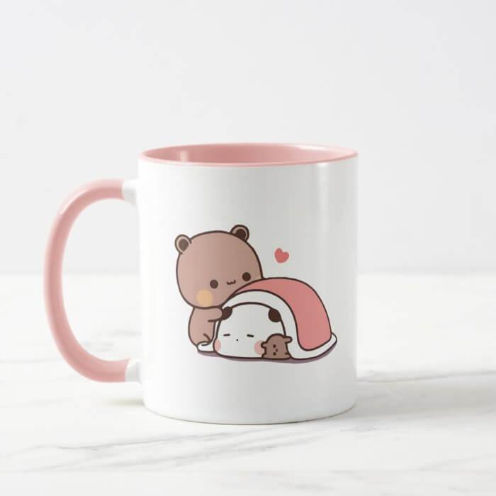 Cốc sứ hình Gấu Peach và Goma dễ thương - Màu hồng