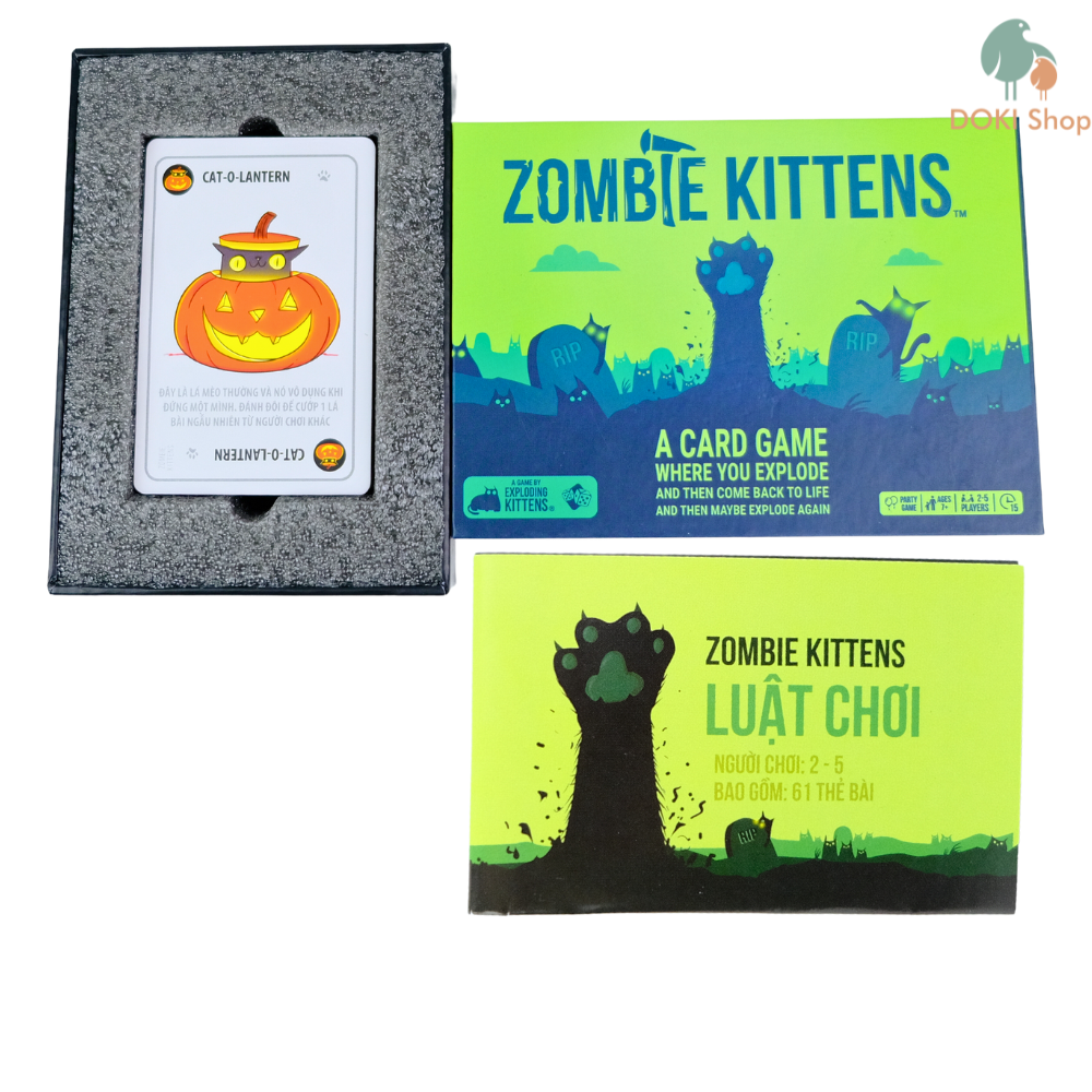 Boardgame bài mèo nổ xanh Zombie Kittens Việt hóa, hồi sinh người chết