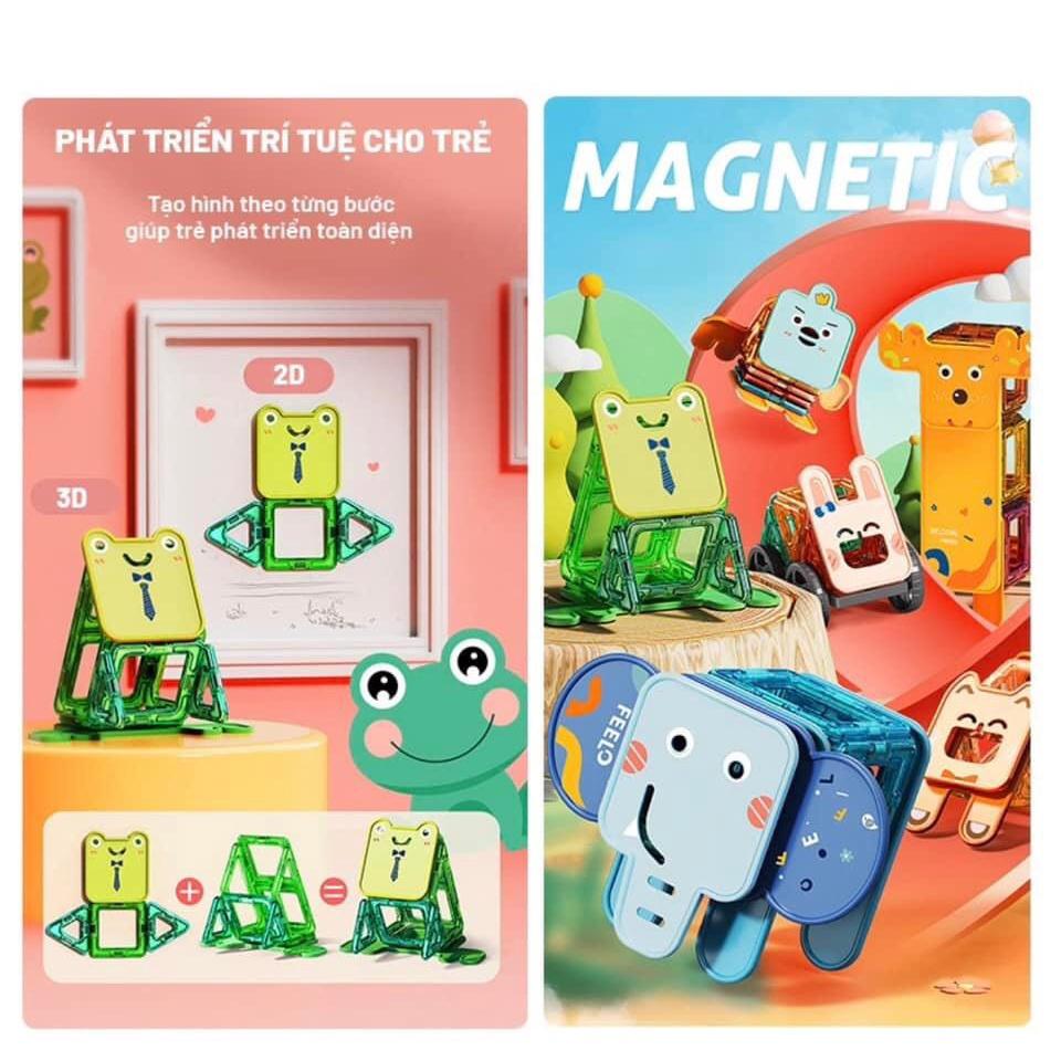 ANIMAL MAGNETIC TILES BLOCK BUILDING BỘ XẾP HÌNH NAM CHÂM THÔNG MINH CAO CẤP ĐỘNG VẬT PHIÊN BẢN MỚI NHẤT