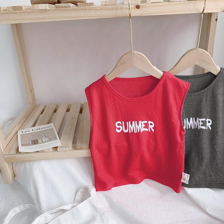 Áo thun ba lỗ sát nách bé trai 1 2 3 4 5 6 7 tuổi cotton mềm mại co giãn thêu summer Quần áo trẻ em mùa hè AO22008