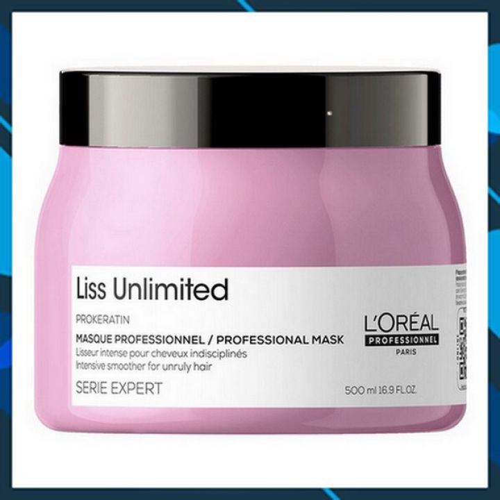 DẦU Ủ TÓC L'OREAL SERIE EXPERT LISS UNLIMITED 2021 PROFESSIONAL MASK SUÔN MƯỢT GIẢM XƠ RỐI 500ML