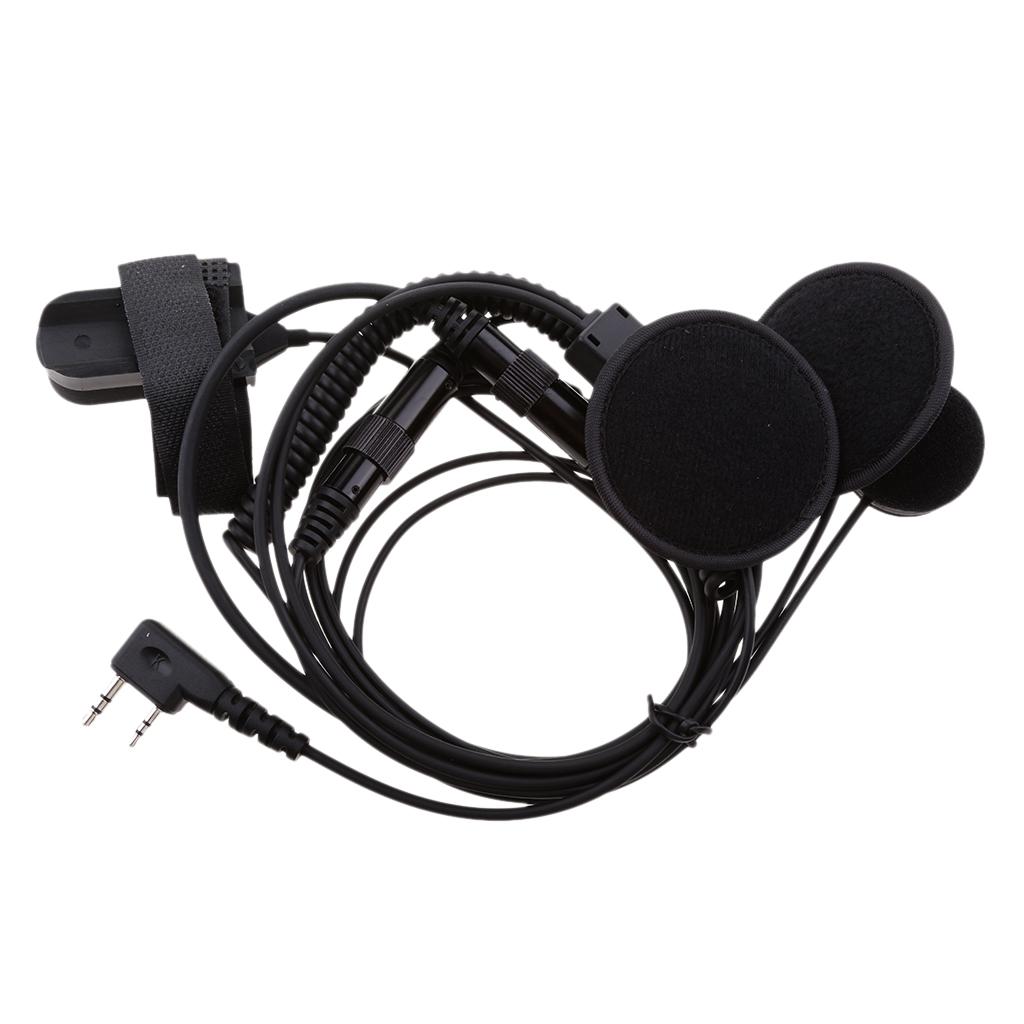 2 PIN Motorcycle Bike Headset Earpiece Mic PPT for Kenwood BaoFeng WouXun PuXing Linton Two Way Radio Walkie Talkie - Black