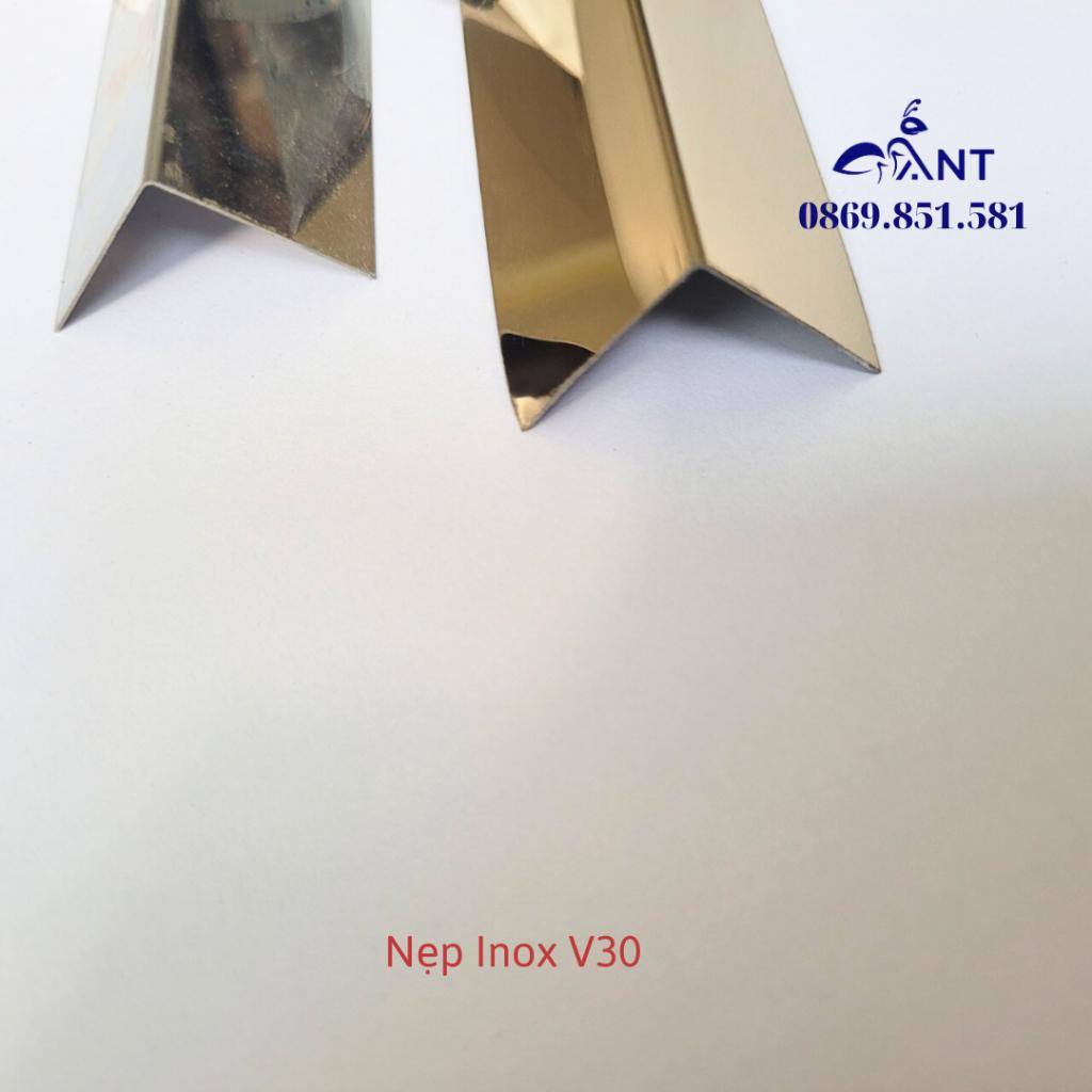 Nẹp Inox V30 Vàng Gương, nẹp ốp góc tường, nẹp ốp cầu thang, nẹp trang trí, dày 0.4, thanh dài 2m7 hoặc thanh dài 3m