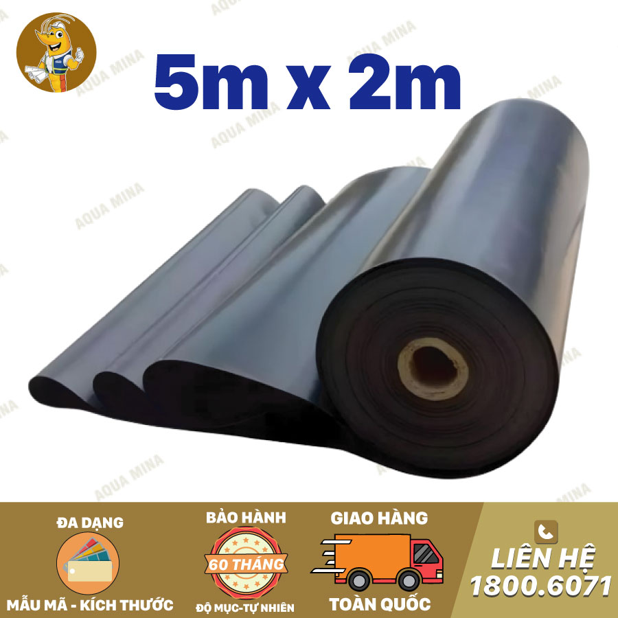 Bạt lót ao hồ HDPE 5m x 2m dày 0.5mm bảo hành 5 năm