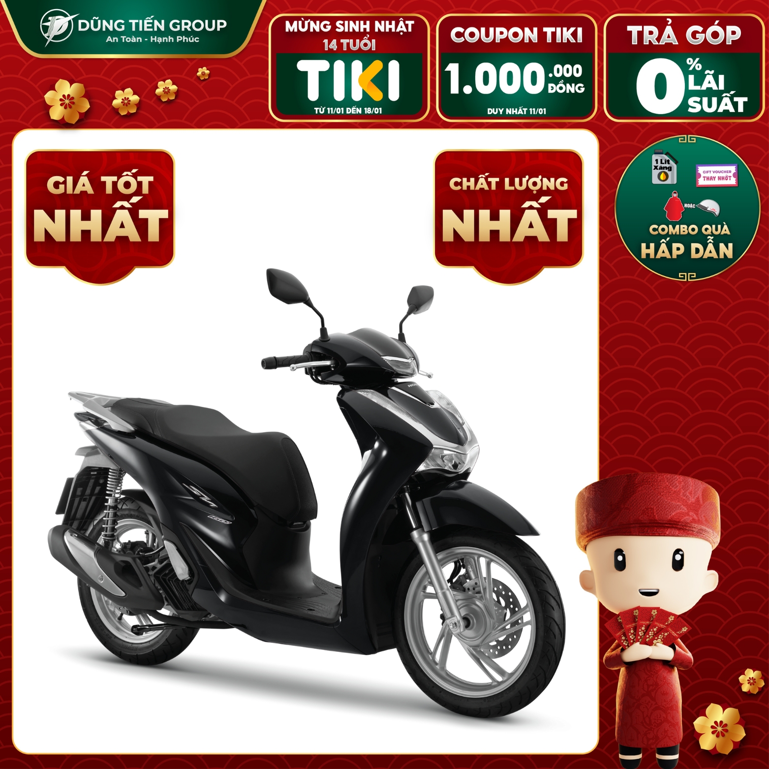 Xe Máy Honda SH160i Phiên Bản Tiêu Chuẩn 2024 -  Đen