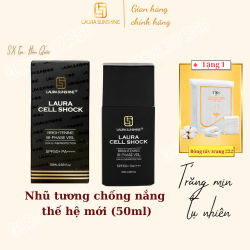 Kem chống nắng tế bào gốc Laura Sunshine Cell Shock Brightening Bi-Phase Veil SPF50+ PA++++ 50ml