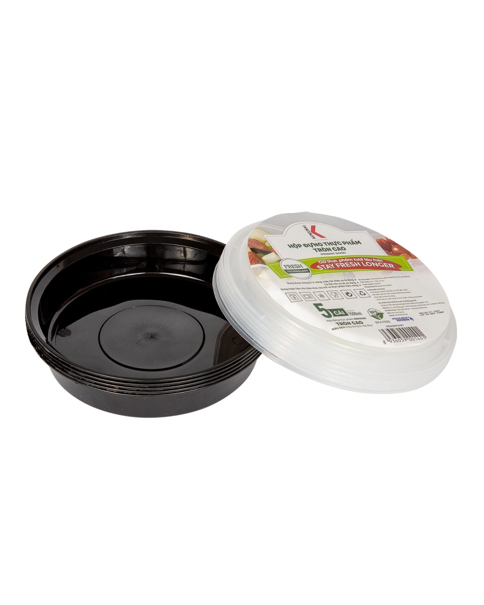 Hộp đựng thực phẩm Kokusai tròn cao 1500ml, dùng được cho lò vi sóng – HDK001441 - Hàng chính hãng
