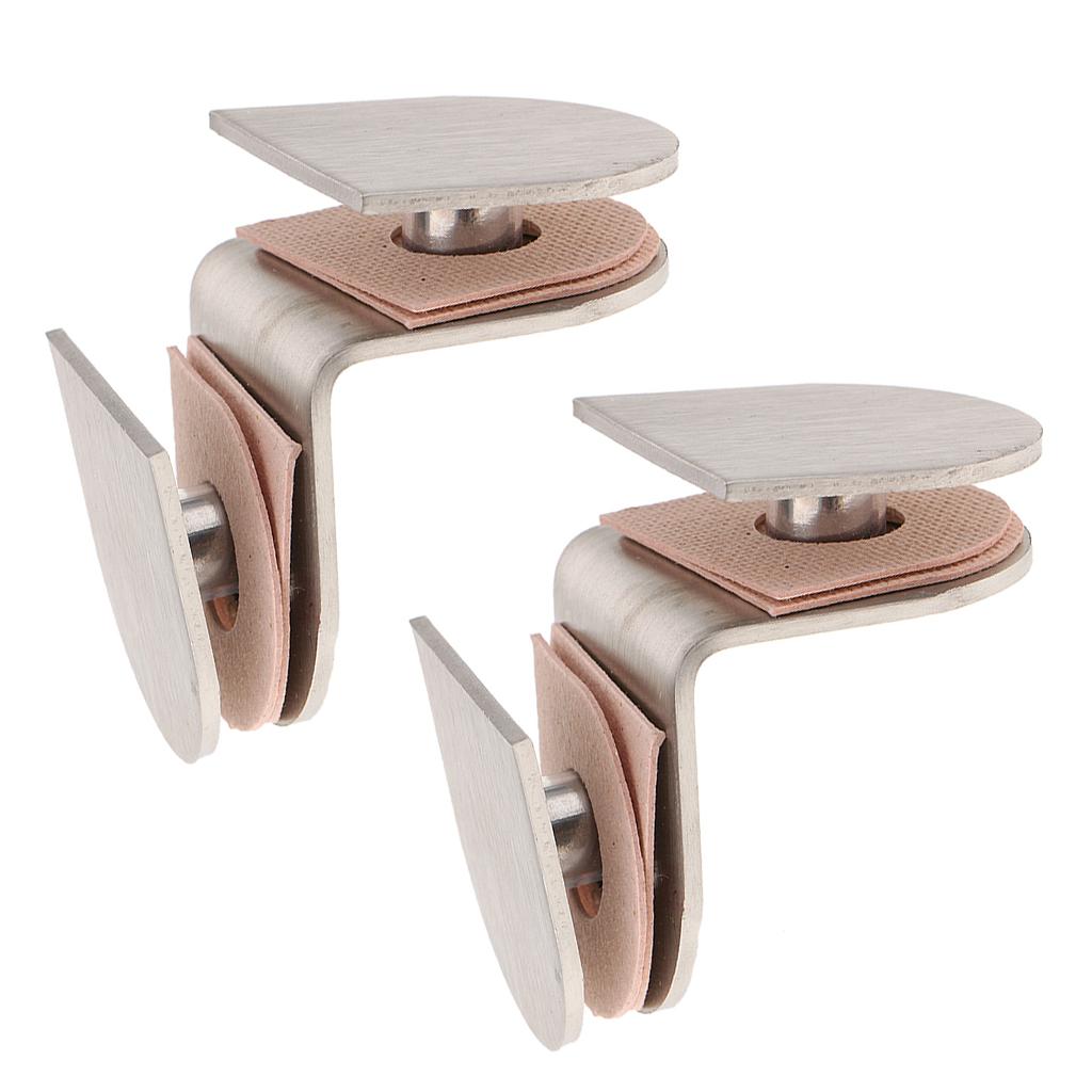 2pcs Stainless Steel Shower Glass Door Panel Fixed Clips  90 Degree 2-side