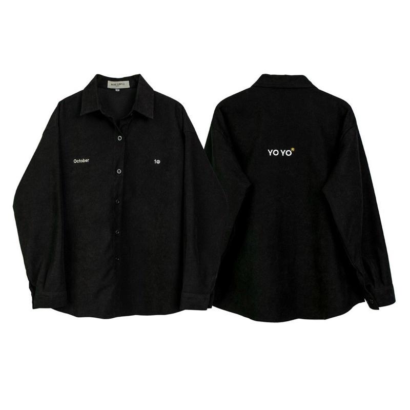Áo Sơmi chất da lộn Oversize Nam Nữ Unisex Form Đẹp