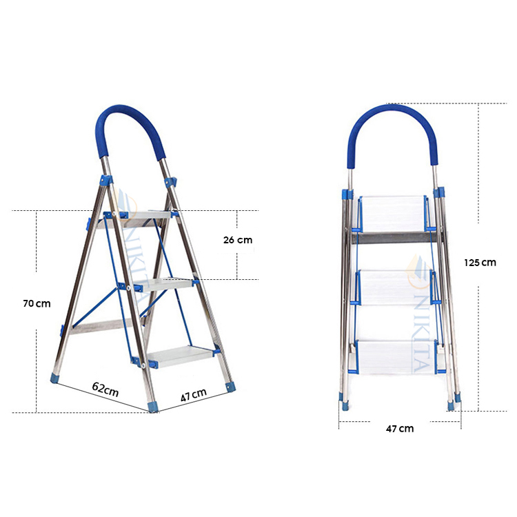 Thang ghế tay vịn gia đình xếp gọn, bậc thang to kèm tay vịn đảm bảo an toàn - Hàng chính hãng NIKITA 2022