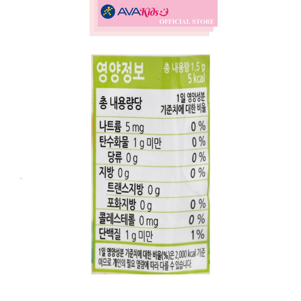 Hộp 10 gói snack rong biển hữu cơ tách muối vị truyền thống Alvins 1.5g (từ 6 tháng)