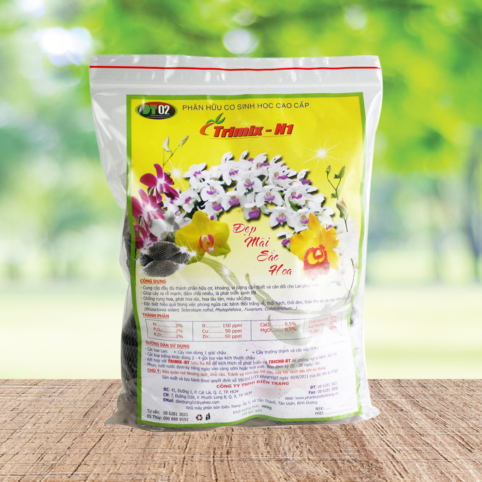Combo 3 gói Phân bón Điền Trang chuyên dùng cho phong lan, túi lưới Lan 480g 40 tép