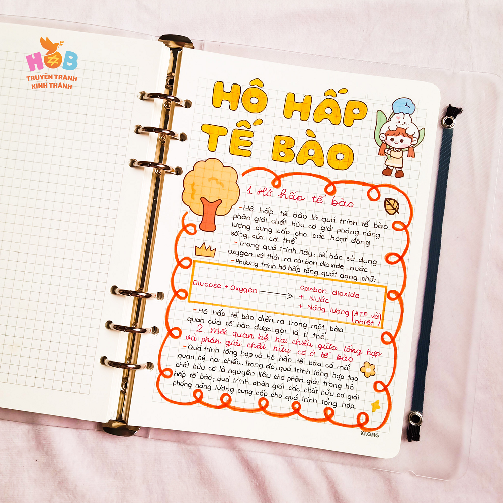 Sổ tay ghi chú HOB takenote Sinh THCS, Khổ A5 đóng binder trang trí sẵn sticker