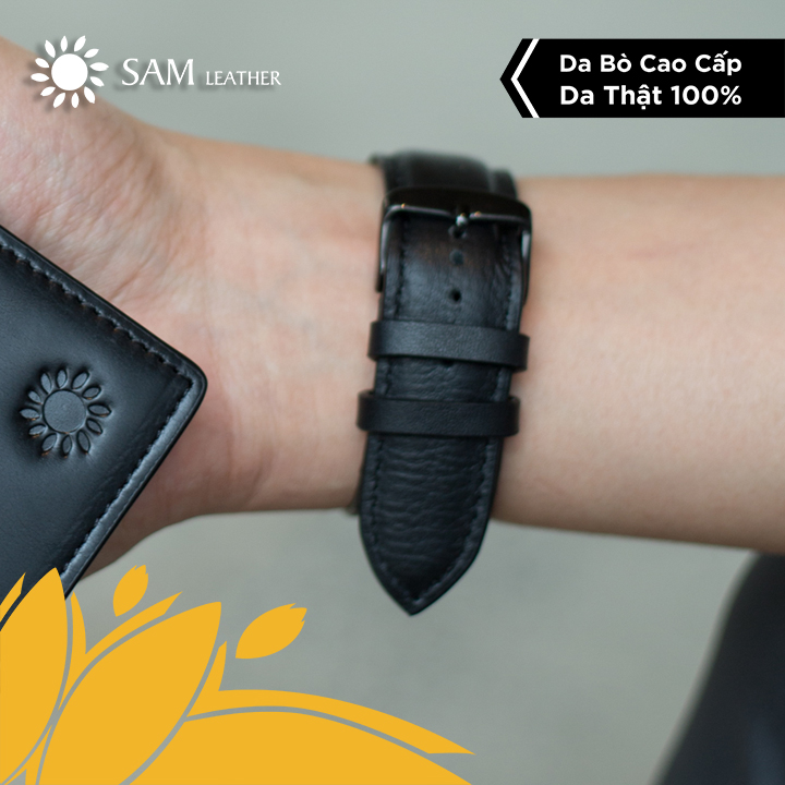 Dây đồng hồ da bò SAM Leather SAM009BW - Dây đeo đồng hồ bằng da cao cấp tương thích ( Apple 1,2,3,4,5 - Đồng Hồ cổ Điển - Các Loại Swatch )