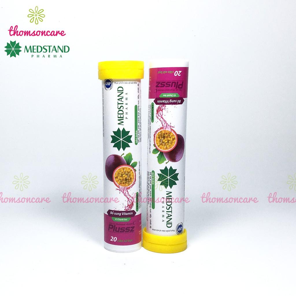 Viên C sủi bổ sung vitaminC Plussz vị chanh leo Medstand - Giúp tăng cường sức đề kháng - Tuýp 20 viên