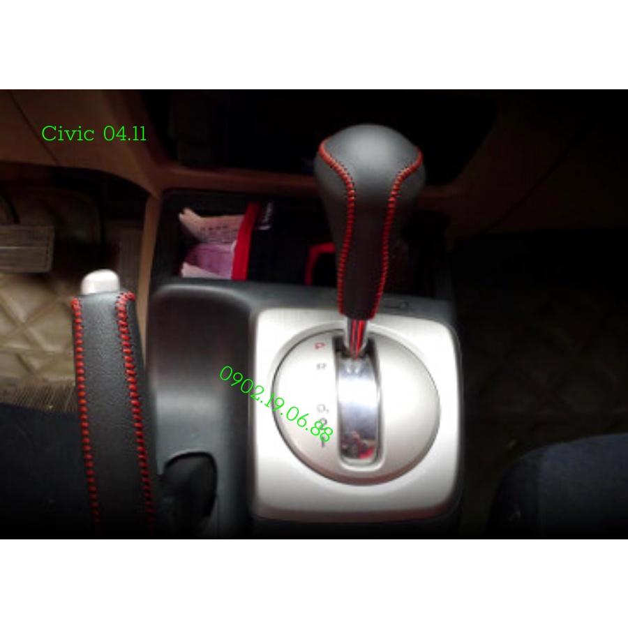 Bọc cần số da bò nhập khẩu xe Honda Civic 2004-2011