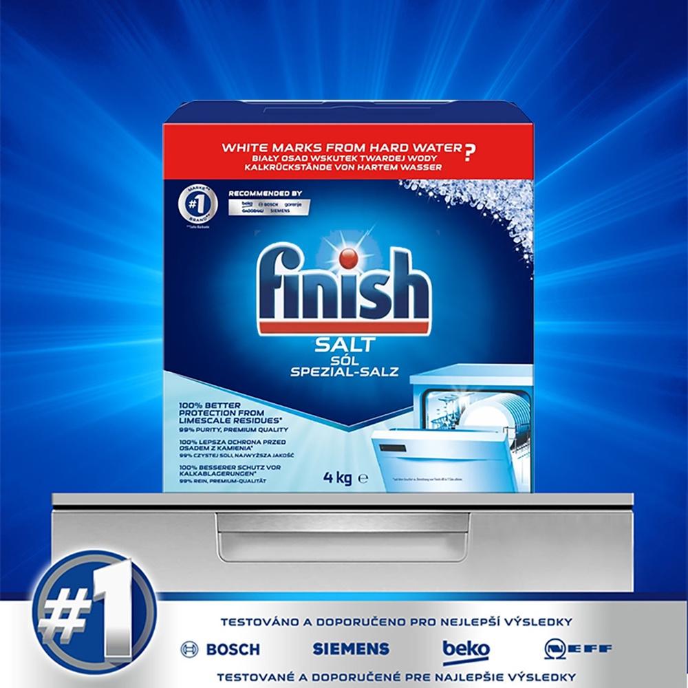 Muối rửa bát Finish Dishwasher Salt 4kg QT017389, muối máy rửa bát Bosch, làm mềm nước